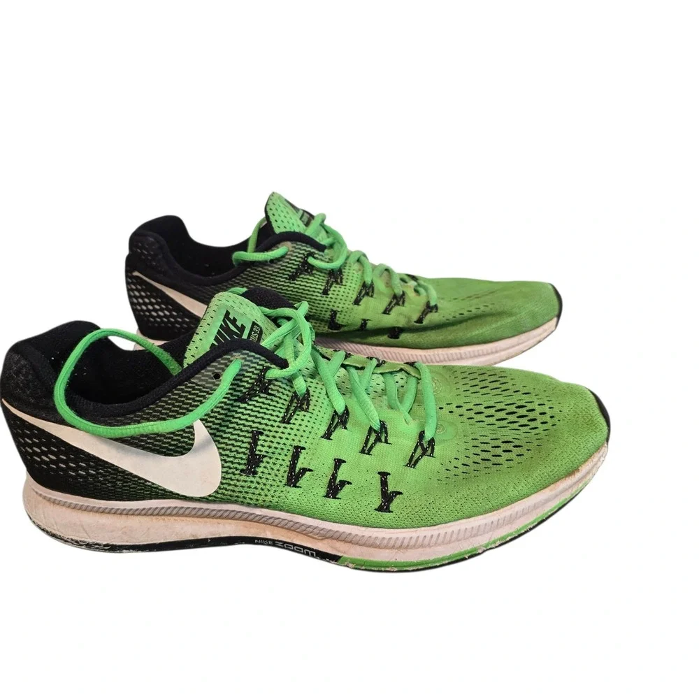 Nike Air Zoom Pegasus 33 Mens Running Shoes Green Black 831352-301‎ Size 11